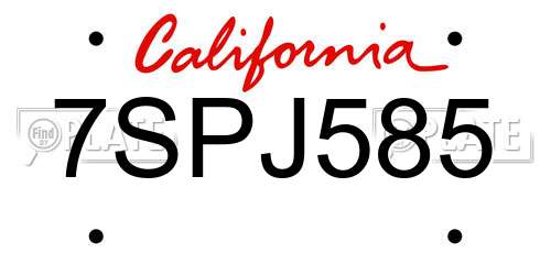 7SPJ585 California License Plate