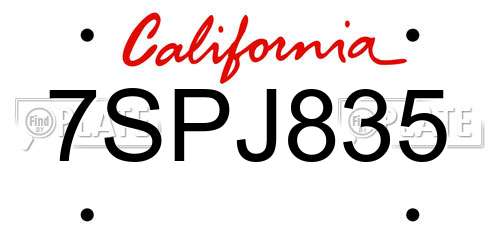 7SPJ835 California License Plate