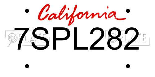 7SPL282 California License Plate