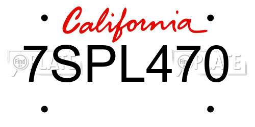 7SPL470 California License Plate