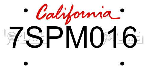 7SPM016 California License Plate