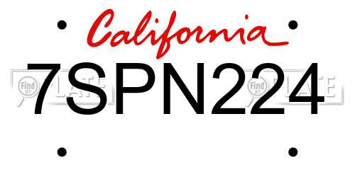 7SPN224 California License Plate