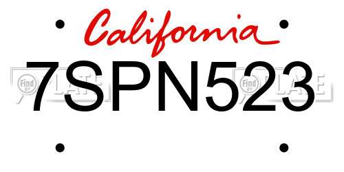 7SPN523 California License Plate