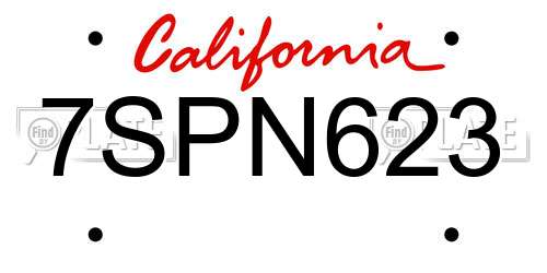 7SPN623 California License Plate
