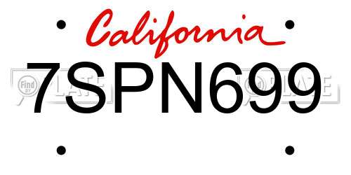 7SPN699 California License Plate
