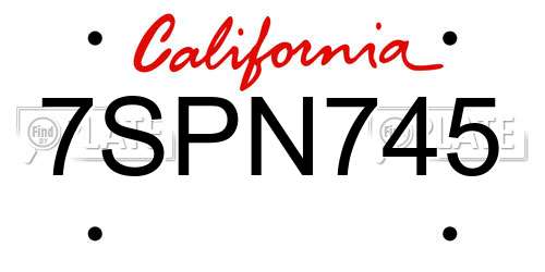 7SPN745 California License Plate