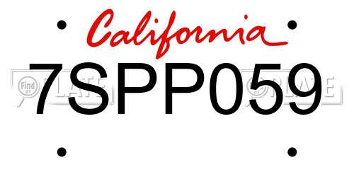 7SPP059 California License Plate