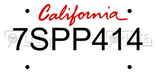 7SPP414 California License Plate