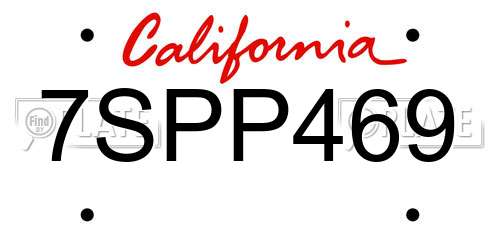 7SPP469 California License Plate