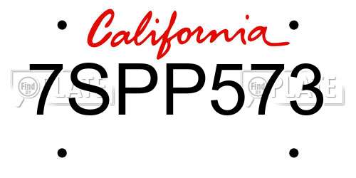 7SPP573 California License Plate
