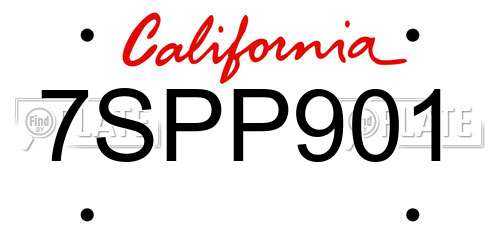 7SPP901 California License Plate