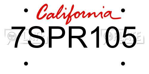 7SPR105 California License Plate
