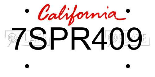 7SPR409 California License Plate