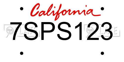 7SPS123 California License Plate