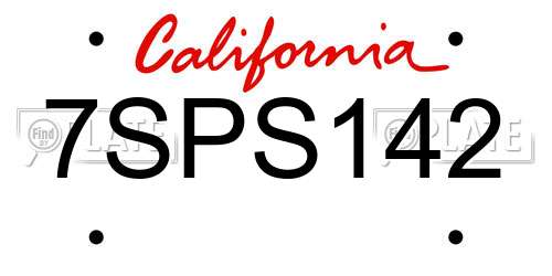 7SPS142 California License Plate