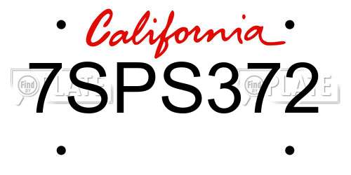 7SPS372 California License Plate