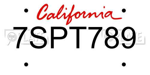 7SPT789 California License Plate