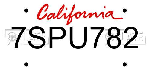 7SPU782 California License Plate