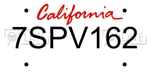 7SPV162 California License Plate