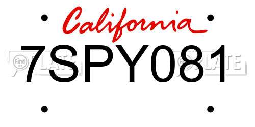 7SPY081 California License Plate