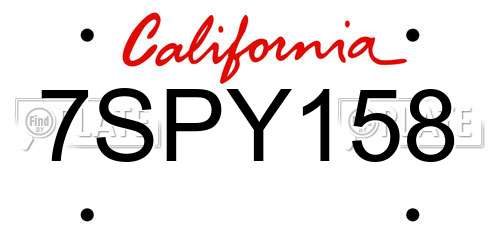 7SPY158 California License Plate