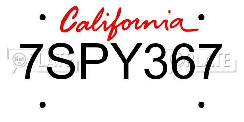 7SPY367 California License Plate