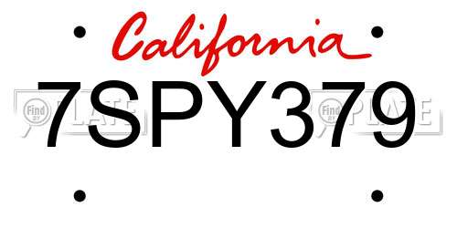 7SPY379 California License Plate