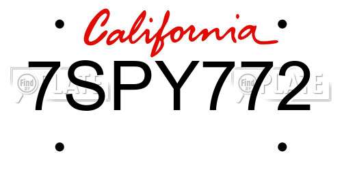 7SPY772 California License Plate