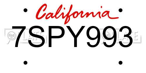 7SPY993 California License Plate