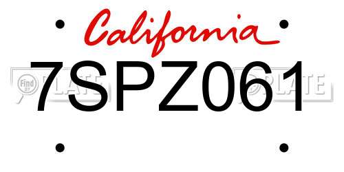 7SPZ061 California License Plate