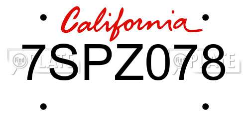 7SPZ078 California License Plate