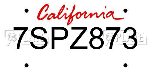 7SPZ873 California License Plate