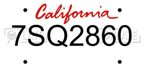 7SQ2860 California License Plate