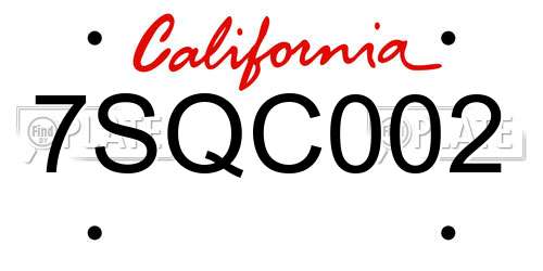 7SQC002 California License Plate