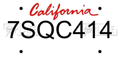 7SQC414 California License Plate