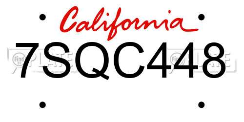7SQC448 California License Plate