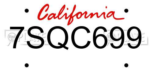 7SQC699 California License Plate