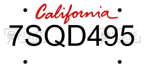 7SQD495 California License Plate