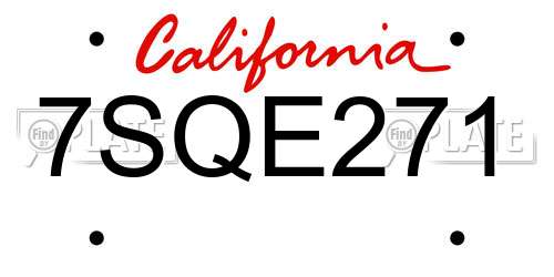 7SQE271 California License Plate