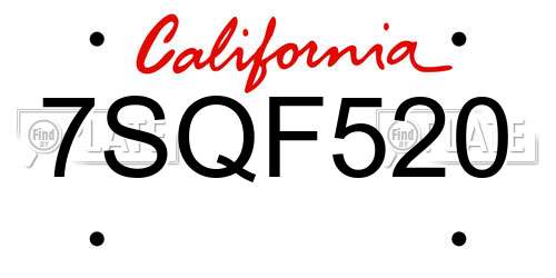 7SQF520 California License Plate