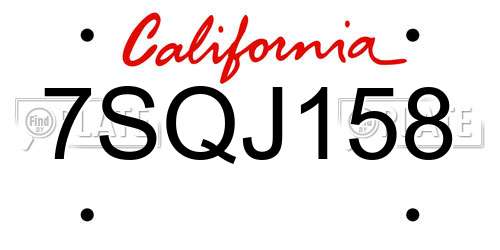 7SQJ158 California License Plate