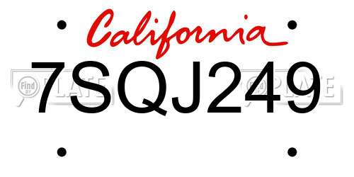 7SQJ249 California License Plate