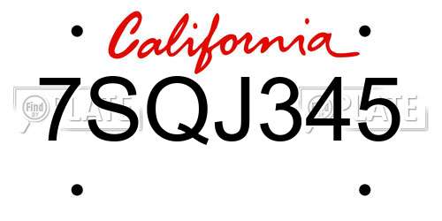 7SQJ345 California License Plate