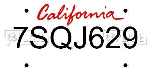 7SQJ629 California License Plate