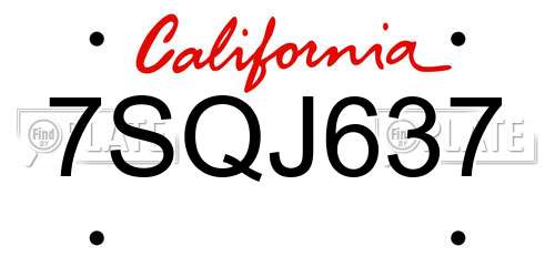 7SQJ637 California License Plate