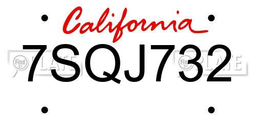 7SQJ732 California License Plate