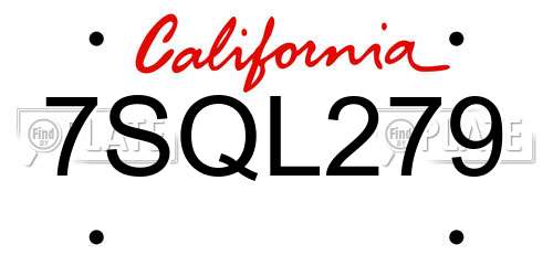 7SQL279 California License Plate