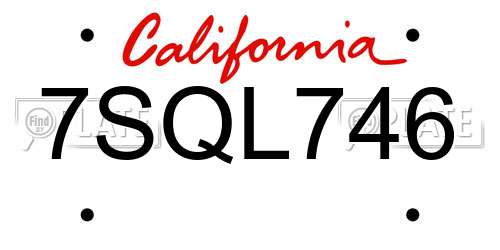 7SQL746 California License Plate
