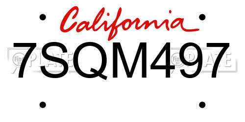 7SQM497 California License Plate