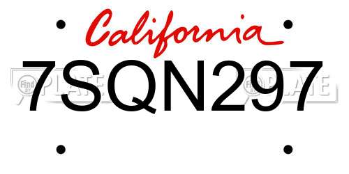 7SQN297 California License Plate
